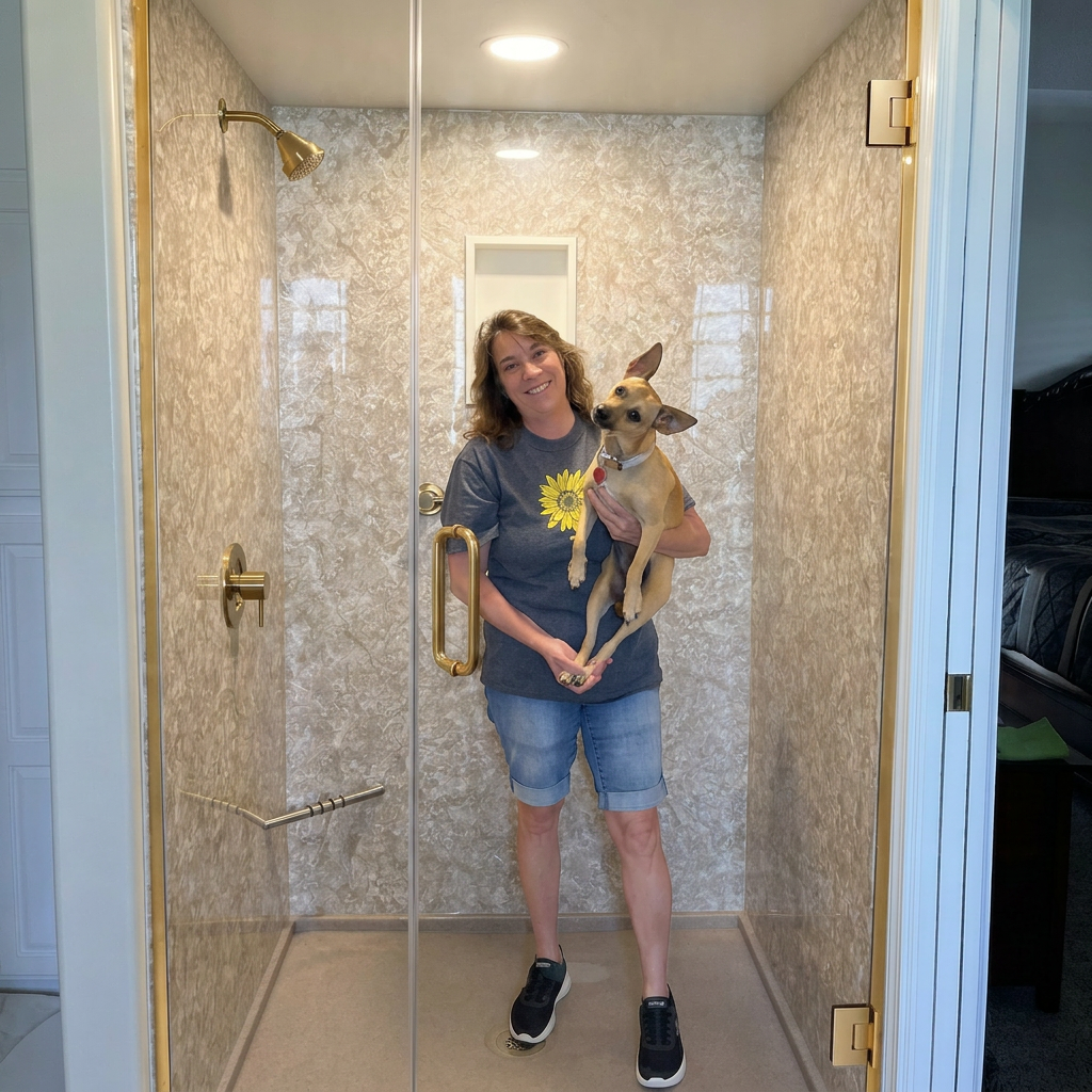 Happy client 1 in their new shower