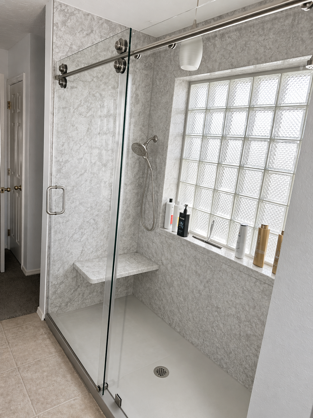 Jetted Tub-to-Walk-In Shower Conversion — after