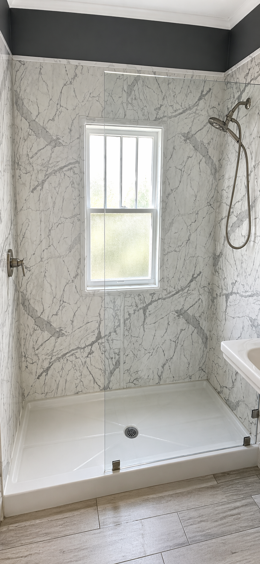 Free Standing Tub-to-Shower Conversion — after
