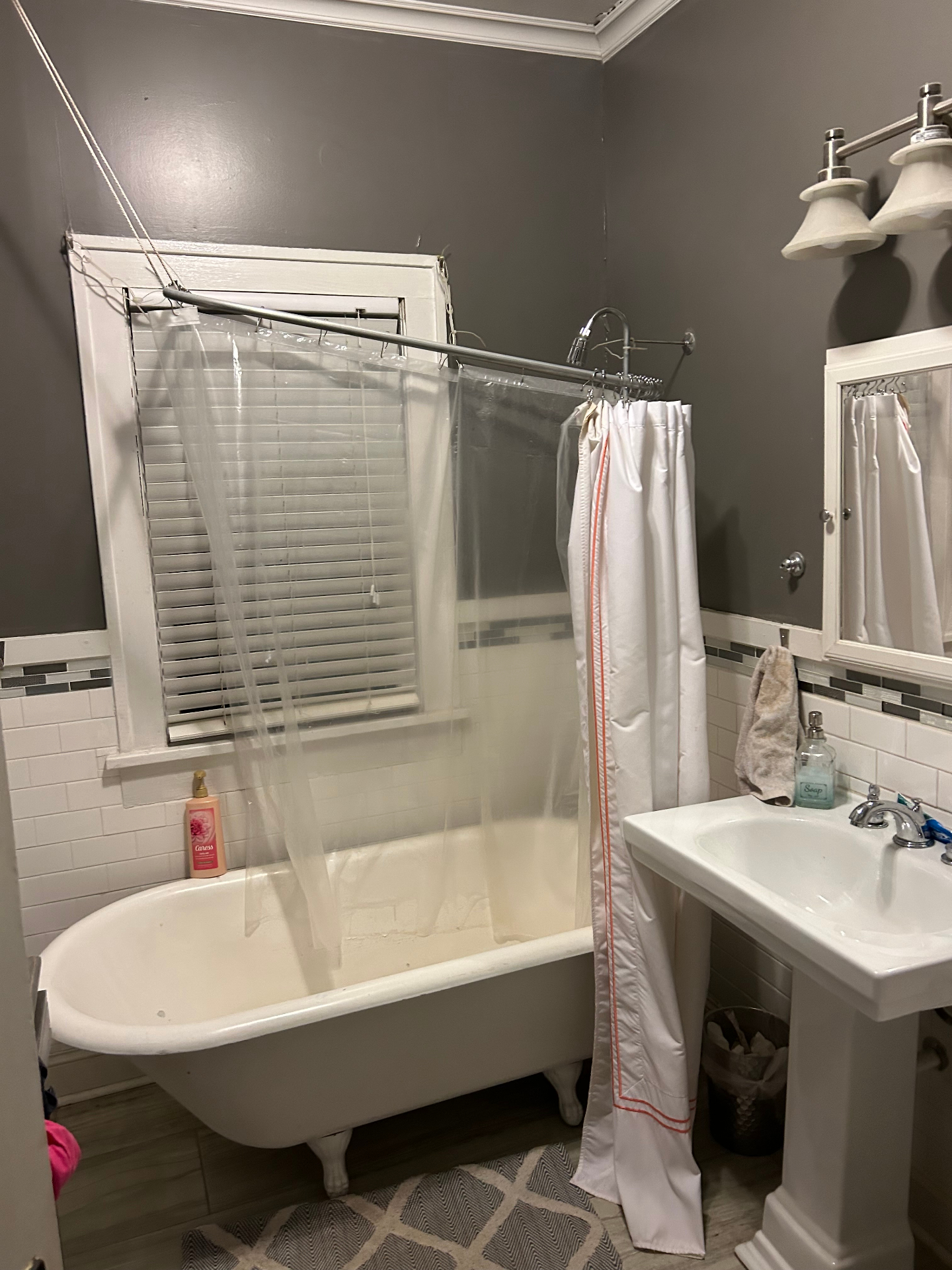 Free Standing Tub-to-Shower Conversion — before